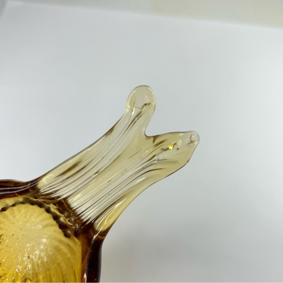 Vintage Amber Glass Hand Blown Small Dish - Picture 7 of 8